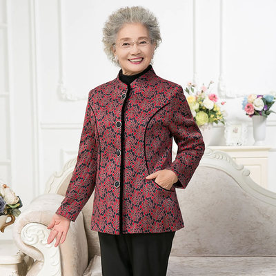2015新款 秋装妈妈外套单排扣奶奶上衣中长款宽松开衫中老年女装