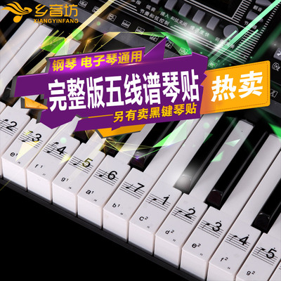 专业超透明 88键钢琴键盘贴纸 61键五线谱简谱键位贴 电子琴琴贴