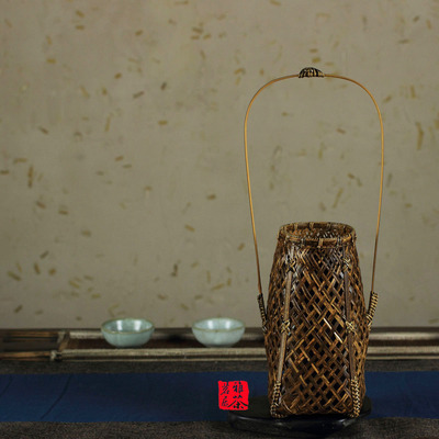 日式 竹编花篮 花器 花筒 创意插花器 小花瓶 竹盆栽 茶台摆件