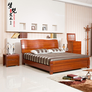 海棠木全实木床印度尼西亚红婚床升降床储物床实木双人床1.8M1.5