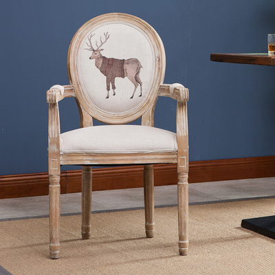 特价欧式餐椅复古实木餐椅布艺定做有扶手高脚凳吧凳吧台椅