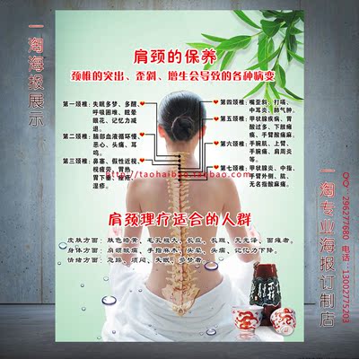 宣传养生馆中医养生挂图 图片 海报 kt板定制w肩颈保养