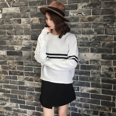 2016秋季套头韩版长袖打底常规款针织衫纯色宽松直筒新款女毛衣