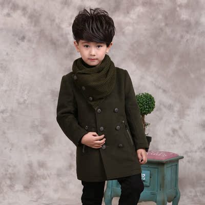 男童2016新款韩版潮儿童呢子大衣 加厚中长款大童风衣外套