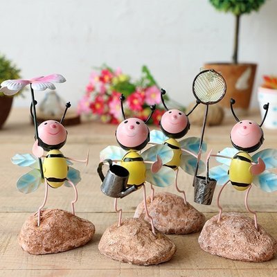 创意铁皮小蜜蜂甲虫摆件客厅电视柜儿童房家居房间卡通装饰工艺品