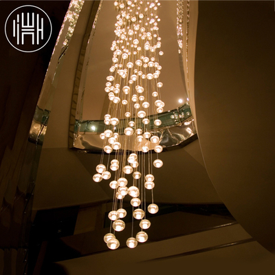 设计师北欧冰雹led玻璃球个性流星雨水晶后现代简约楼梯餐厅吊灯