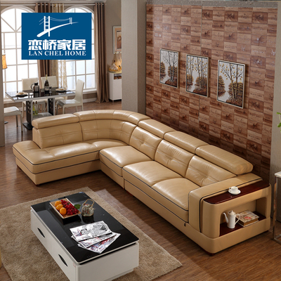 真皮沙发 头层牛皮小户型组合沙发 现代客厅转角组合皮艺沙发