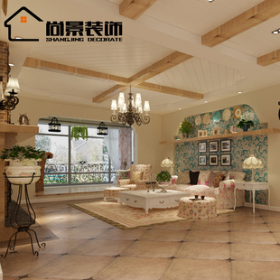 尚景装饰  室内设计 家庭装修设计案例 客厅卧室全套3D效果图设计