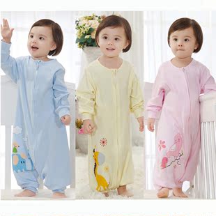 1-2岁儿童分腿爬服睡袋婴幼儿纯棉长袖空调服宝宝春夏季用品
