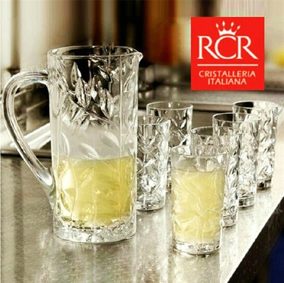 意大利进口RCR水晶玻璃水具七件套创意冷水壶套装车刻水杯果汁壶