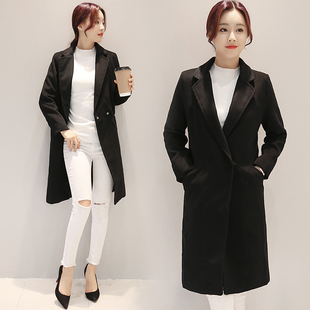 2016秋冬新款韩版女装时尚简约妮子外套中长款修身显瘦大衣