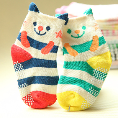 2双装春秋宝宝袜子 0-1-3岁棉质防滑松口中筒袜 儿童韩版立体耳朵
