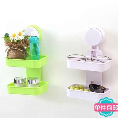 包邮 卫浴吸盘式可沥水双层肥皂架 吸壁香皂架小物件置物架百洁架