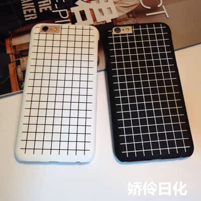 简约黑白格子iphone6s手机壳苹果6plus磨砂硬壳保护套5s外壳潮男