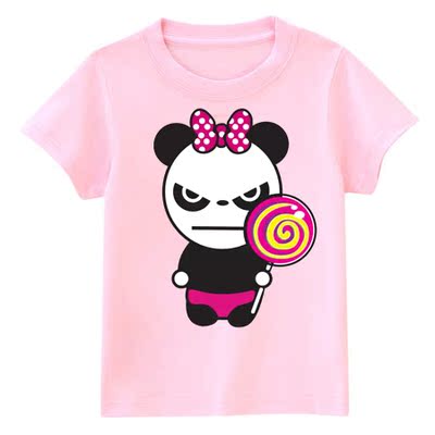 夏季你好潮牌棒棒糖可爱熊猫panda男女情侣款短袖半袖t恤 姐妹装