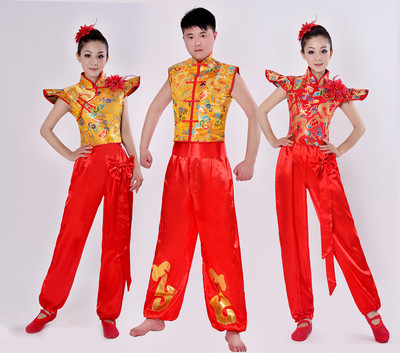 2015新款中国风打鼓开场伴舞舞蹈服女水鼓舞演出服民族古典舞服装