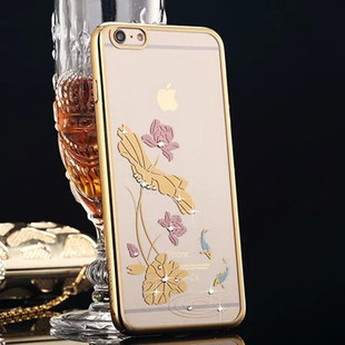 苹果6splus手机壳超薄奢华水钻 新款iphone6保护套全包透明背壳潮