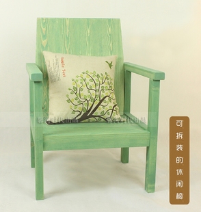 复古实木餐椅 美式休闲椅 靠背扶手咖啡椅实木休闲椅书桌椅彩色椅