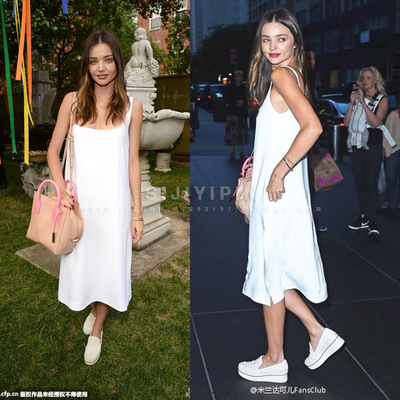 2015夏季新款米兰达可儿同款白色性感吊带背心宽松连衣礼服裙女装