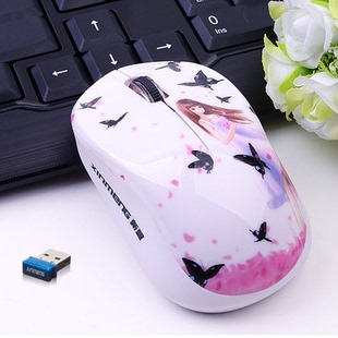 可爱女生无线鼠标 新盟N2 迷你USB 鼠标 无线省电萌鼠标