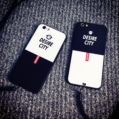 韩国创意个性潮牌苹果6S手机壳硅胶iPhone7Plus全包软壳情侣挂绳