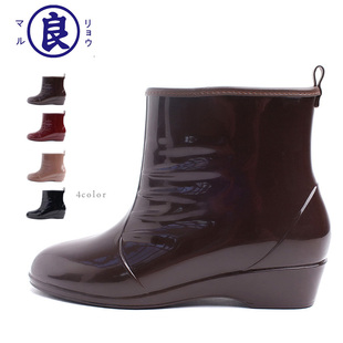 良牌雨鞋日本进口女秋冬加绒保暖气质优雅短筒时尚水靴防滑胶鞋