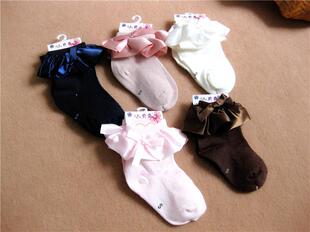 6双装秋冬款女童短袜纯棉袜蕾丝花边袜童袜女孩袜子儿童花边袜