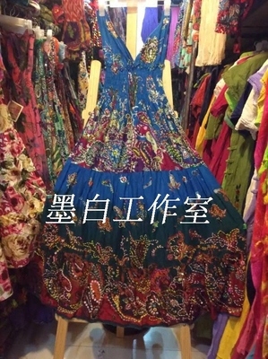 泰国进口代购康平波西米亚满绣绣珠晚礼服 长款修身吊带连衣裙