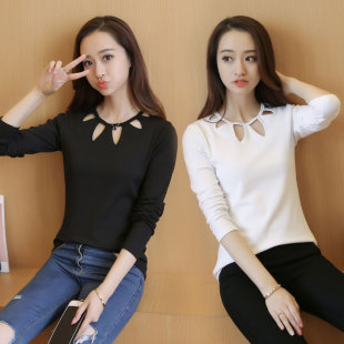 【天天特价】韩版女装长袖T恤女式外穿秋衣时尚修身学生百搭打底