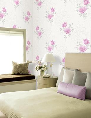 温馨粉红色大花-代购韩国正品PVC壁纸-客厅电视沙发卧室背景墙纸