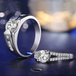 韩版饰品一对价高档925纯银八心八箭戒指 镶钻情侣对戒 结婚礼物