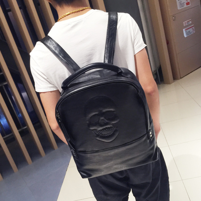 双肩包男士韩版新款背包个性时尚鬼头包潮流街头包学生书包旅行包