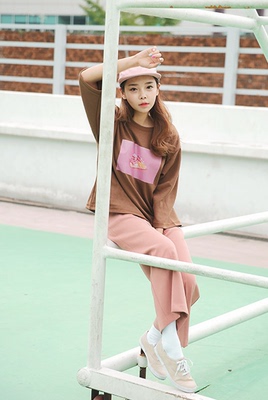 韩国直邮秋季新款Stylenanda秋季新款七分袖棕色T恤(官网制作)