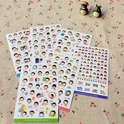 韩国动漫人物贴纸装饰日记手机贴纸DIY手工透明不干胶momoi贴纸