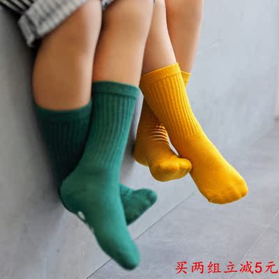 秋季新款长筒袜3双装儿童袜子男女宝宝高筒袜松口纯色 堆堆袜包邮