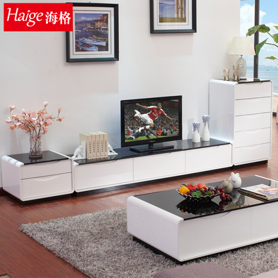 海格 电视柜组合 烤漆电视柜简约现代钢化玻璃电视柜地柜斗柜