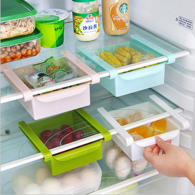 T冰箱收纳置物架 保鲜隔板层置物架 抽动式分类置物盒储物架