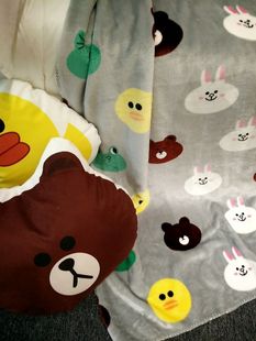 日韩购韩国布朗熊可妮兔卡通毛毯办公室午睡多用云毯搭毯小毯