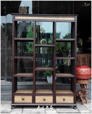 泰国特色工艺品木雕客厅门厅玄关柜隔断柜陈列摆放柜雕花酒柜酒架