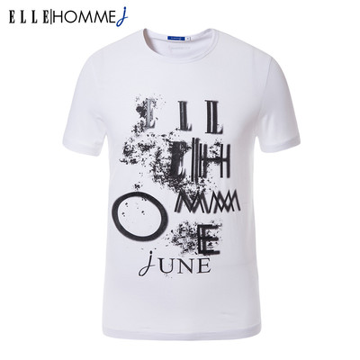 ELLE HOMME2015夏装新款男士字母印花短袖T恤衫