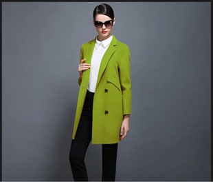 2015秋冬新款韩版高级定制正品双面羊绒大衣女装中长款羊毛呢外套