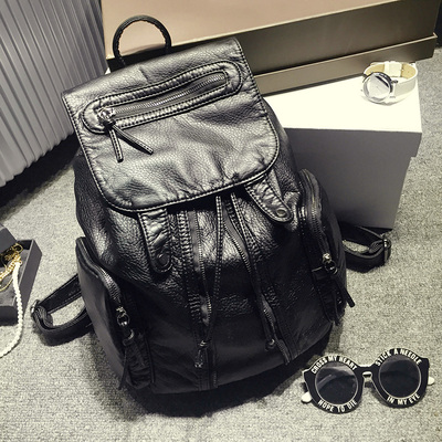 2016韩版时尚新款水洗皮双肩包女潮流学院风休闲背包书包旅行包包