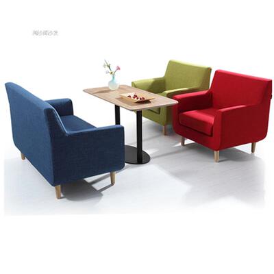 单人双人三人实木框沙发 北欧小户型布艺咖啡椅酒店办公室家具