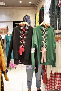 2016秋季女装 韩国东大门代购 正品实拍 后背系带长袖休闲卫衣