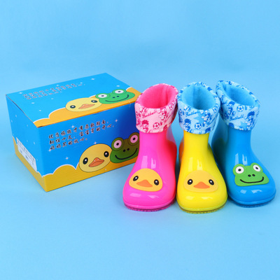 儿童雨鞋防滑闪光环保雨靴子可爱鸭子青蛙加绒套男女宝宝水鞋包邮