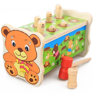 儿童益智打地鼠亲子互动游戏 宝宝幼儿木制敲击玩具 1-3岁