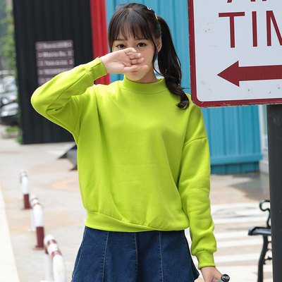 2016秋季新款卫衣女韩国绿蓝粉纯色小高领套头长袖均码学生打底衫