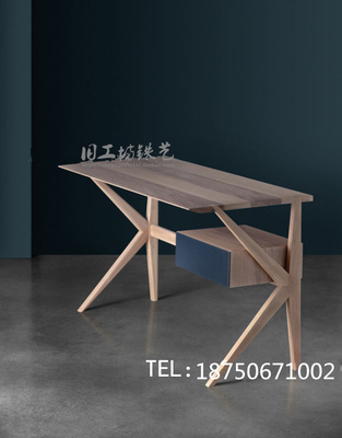 北欧宜家个性创意实木设计师办公桌吧台桌工作台电脑会议咖啡桌