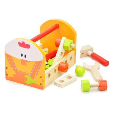 木质儿童螺母组合小鸡工具箱螺母拆装组合益智拼装组合玩具工具台