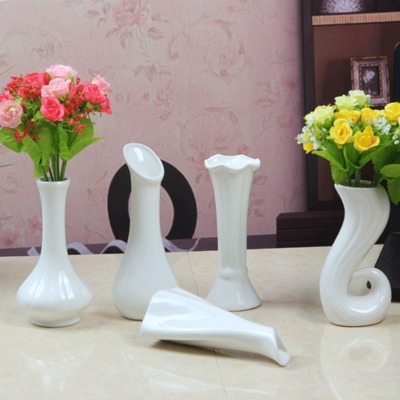 白色简约陶瓷小花瓶批发 餐桌餐台摆台摆件小花插 家居装饰花器